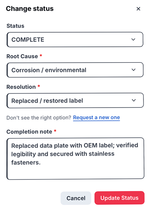 Lambda Asset Check asset inspection software inspection completion with traceability